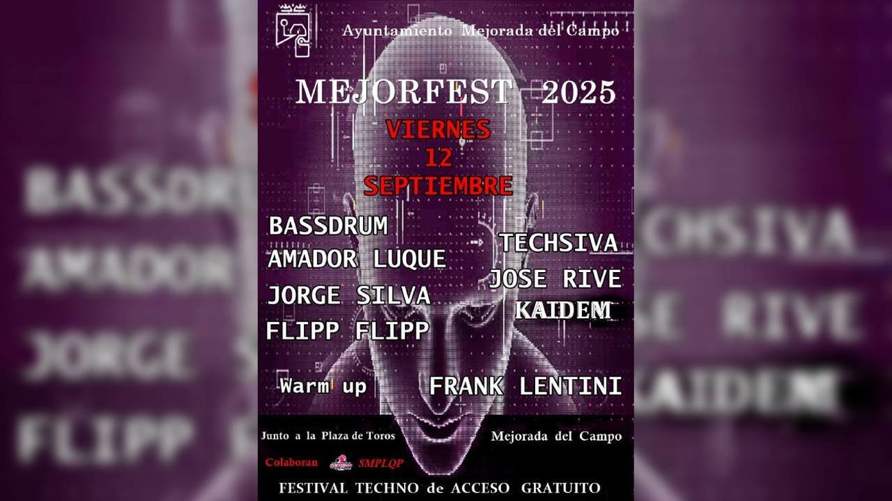 Cartel del festival de música techno y electrónica 'Mejorfest' de Mejorada del Campo