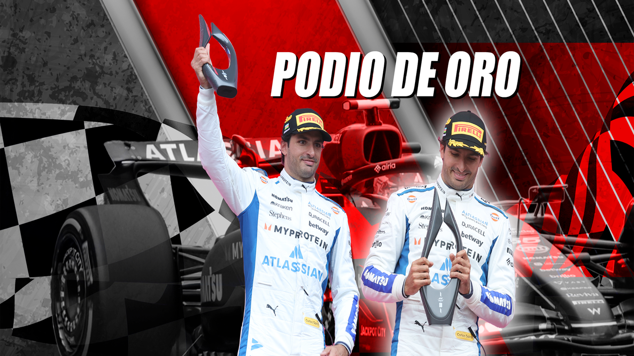 Carlos Sainz festeja su primer podio con Williams