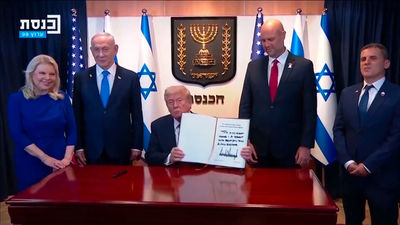Trump recibido entre ovaciones en Israel: "Es un día de gran esperanza"
