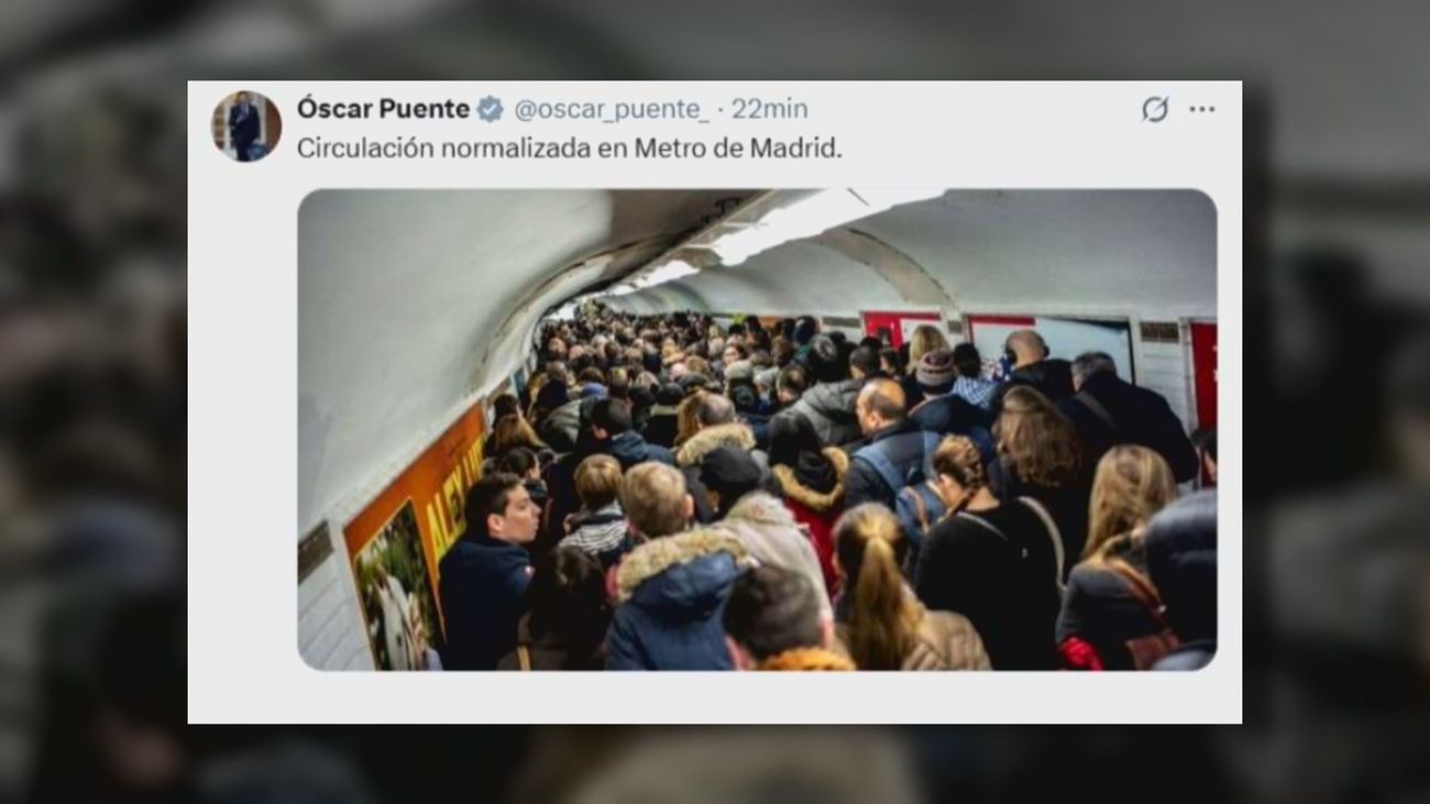 Puente utiliza una foto de saturación en el metro de París y la atribuye al metro de Madrid