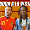 Él de España, ella de Senegal; la pareja que surgio animando a la Selección