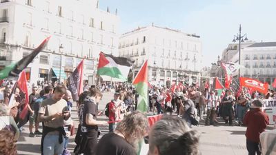 Protesta en Madrid y otros puntos de España convocadas por CCOO y UGT en apoyo a Palestina