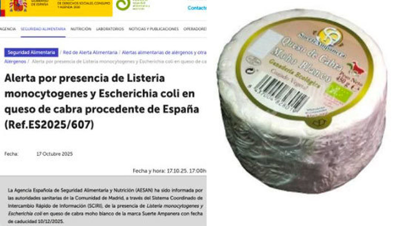 Consumo alerta de la distribución de queso de cabra con listeria y E.coli en 7 autonomías, entre ellas Madrid