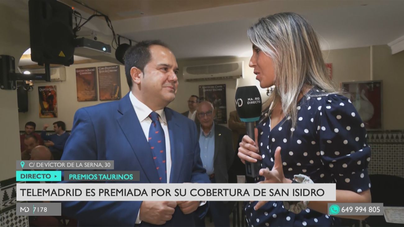 Telemadrid, premiada por la Casa de Córdoba en Madrid por la retransmisión íntegra de la Feria de San Isidro 2025