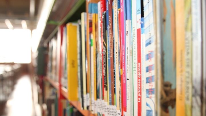 Libros en el estante de una biblioteca