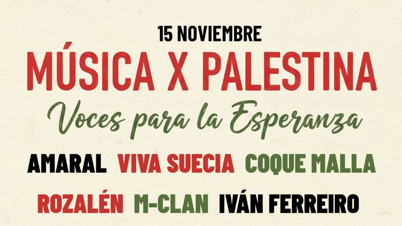 Amaral, Viva Suecia, Coque Malla y Sidecars se unen al festival por Gaza en Fuenlabrada
