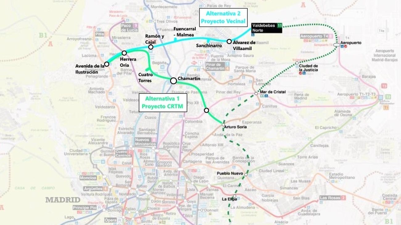 Grupos vecinales piden recuperar el trazado original de la L11 de Metro hasta Avenida de la Ilustración