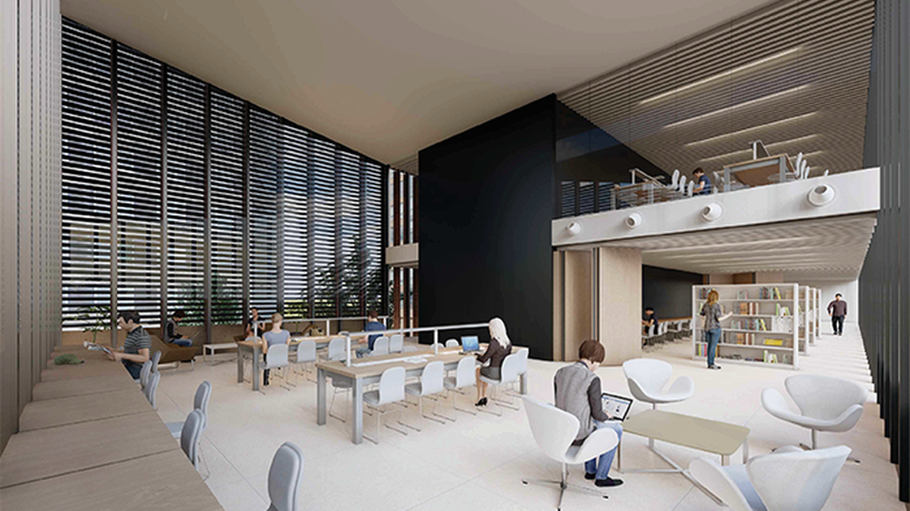 Diseño interior de la nueva biblioteca para el barrio de El Bercial de Getafe