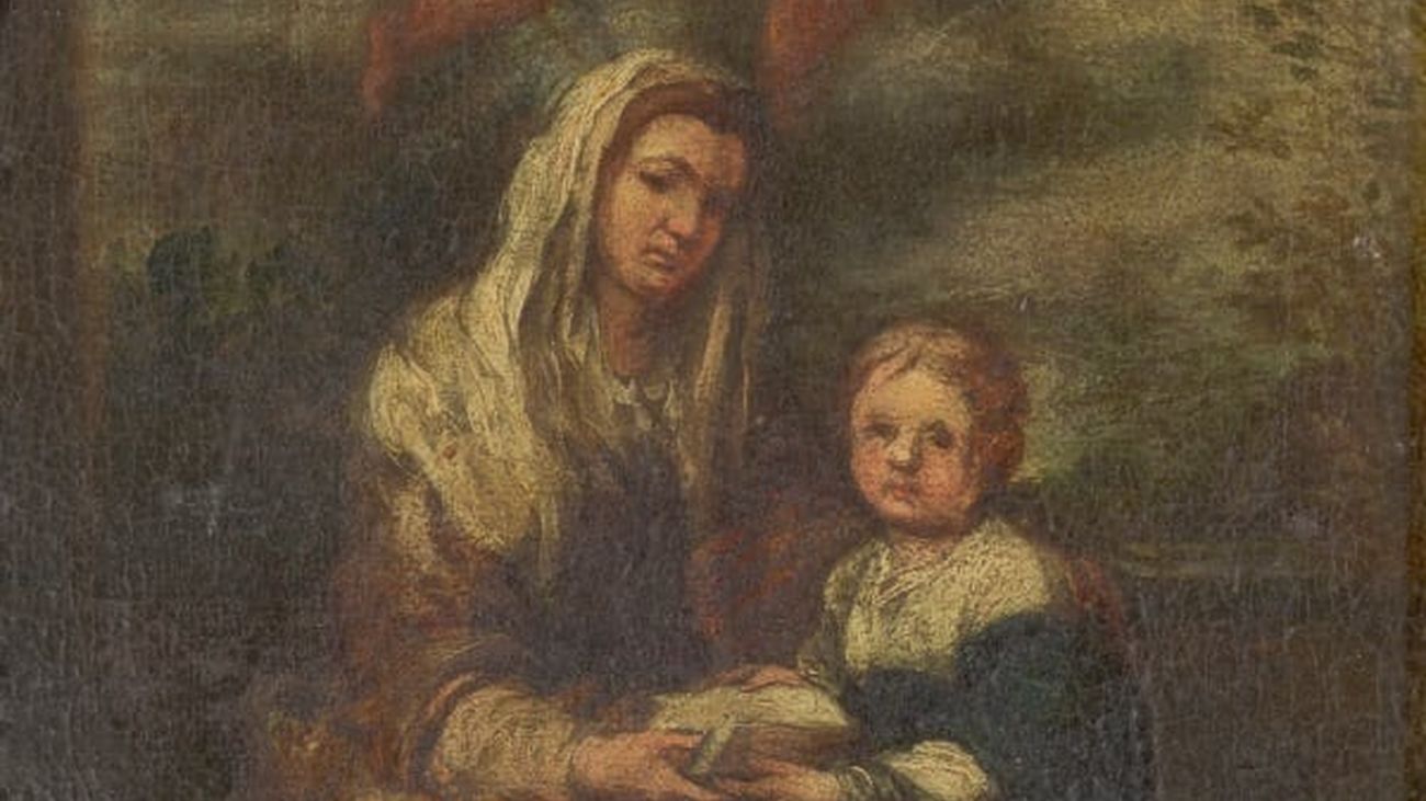 Detalle del boceto para el cuadro 'Santa Ana dando una lección a la Virgen', de Murillo