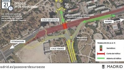 Nuevo desvío de entrada a Madrid por la A-5 desde este viernes por obras de soterramiento