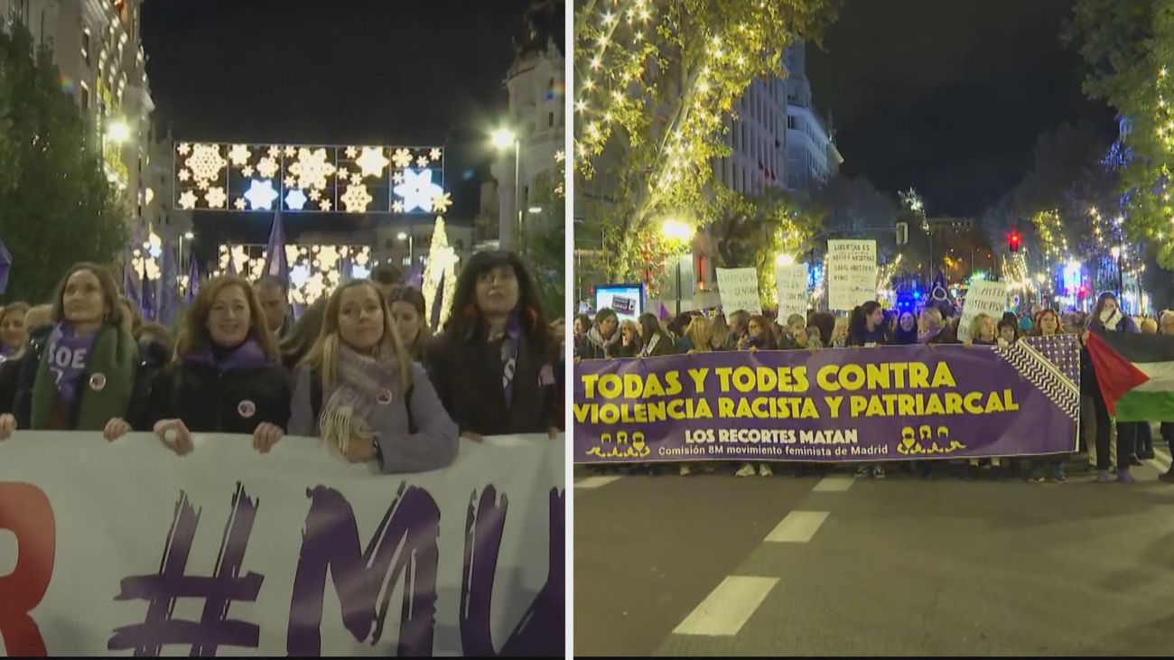 Dos manifestaciones recorren Madrid por la eliminación de la Violencia contra las Mujeres