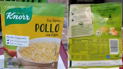 Alerta alimentaria por piezas de metal y caucho en lotes de sopa deshidratada Knorr