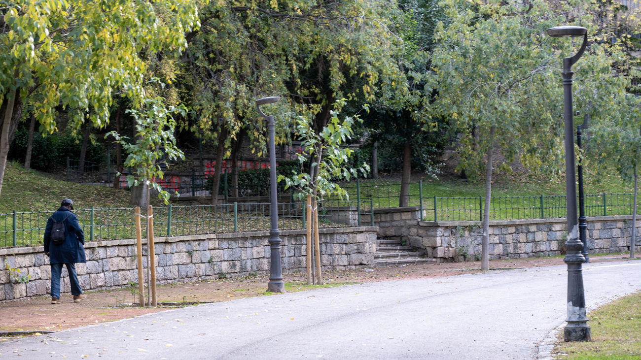 Vista del Parque de la Concordia, en pleno centro de Jaén, donde han aparecido los cuerpos sin vida de dos chicas adolescentes, de 15 y 16 años