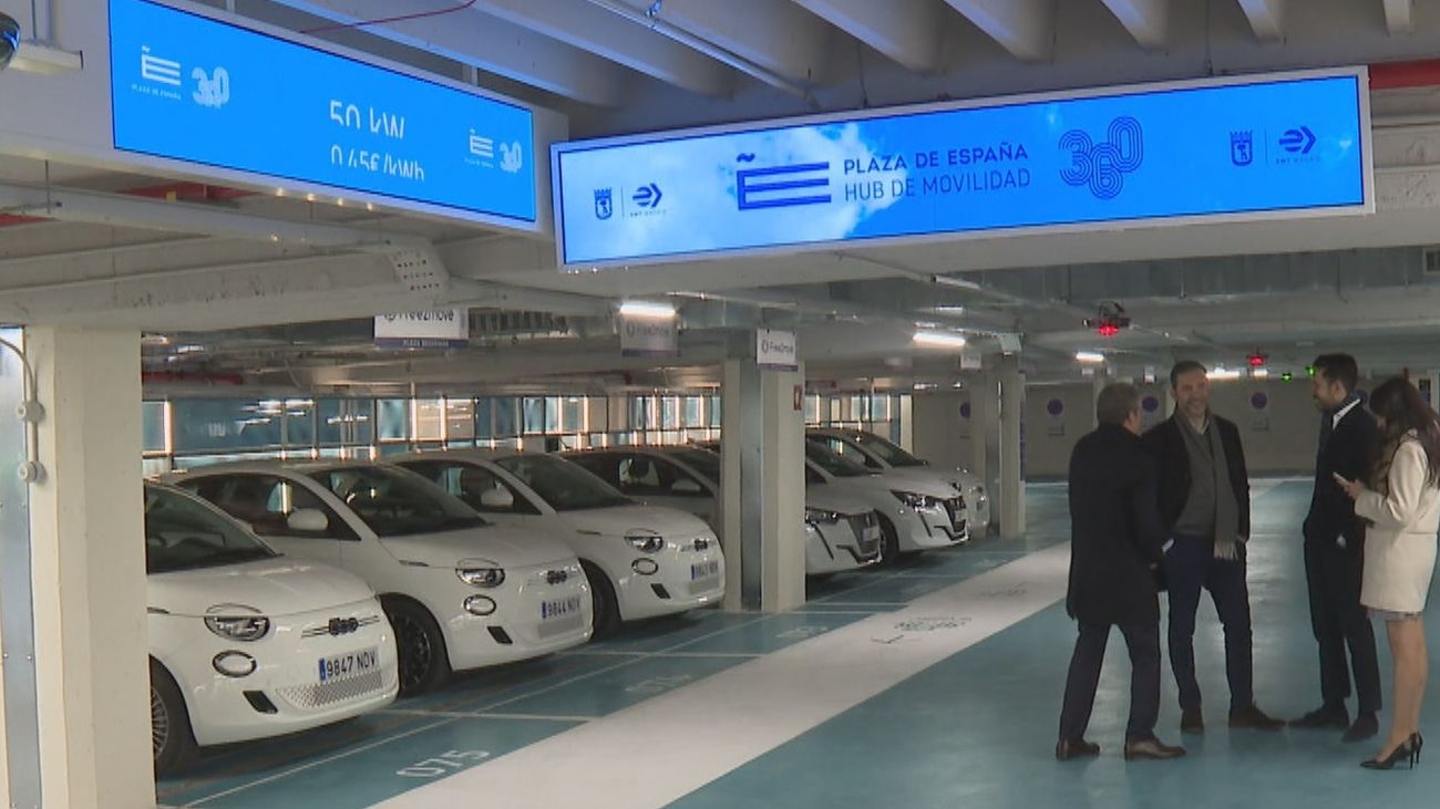El nuevo aparcamiento de Plaza de España: Bicimad, taquillas y punto de alquiler de coches