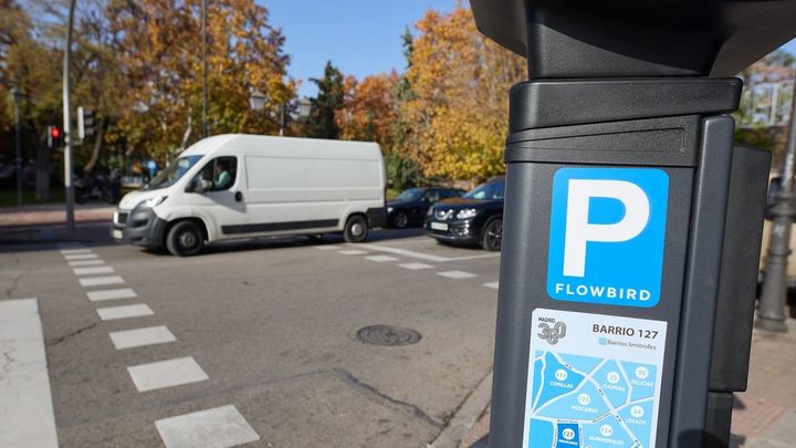Parquímetro en el barrio de Usera