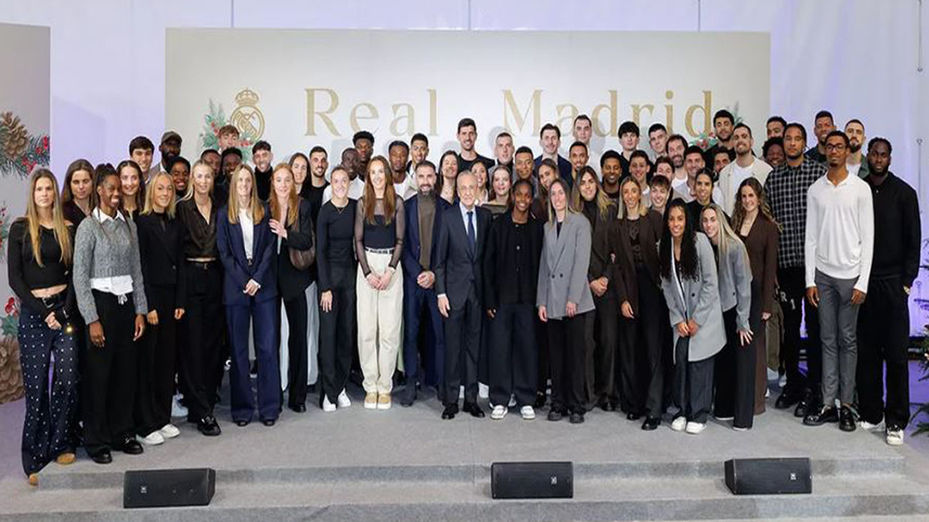 Las plantillas de fútbol y baloncesto  del Real Madrid celebran la comida de Navidad