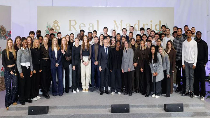 Las plantillas de fútbol y baloncesto  del Real Madrid celebran la comida de Navidad