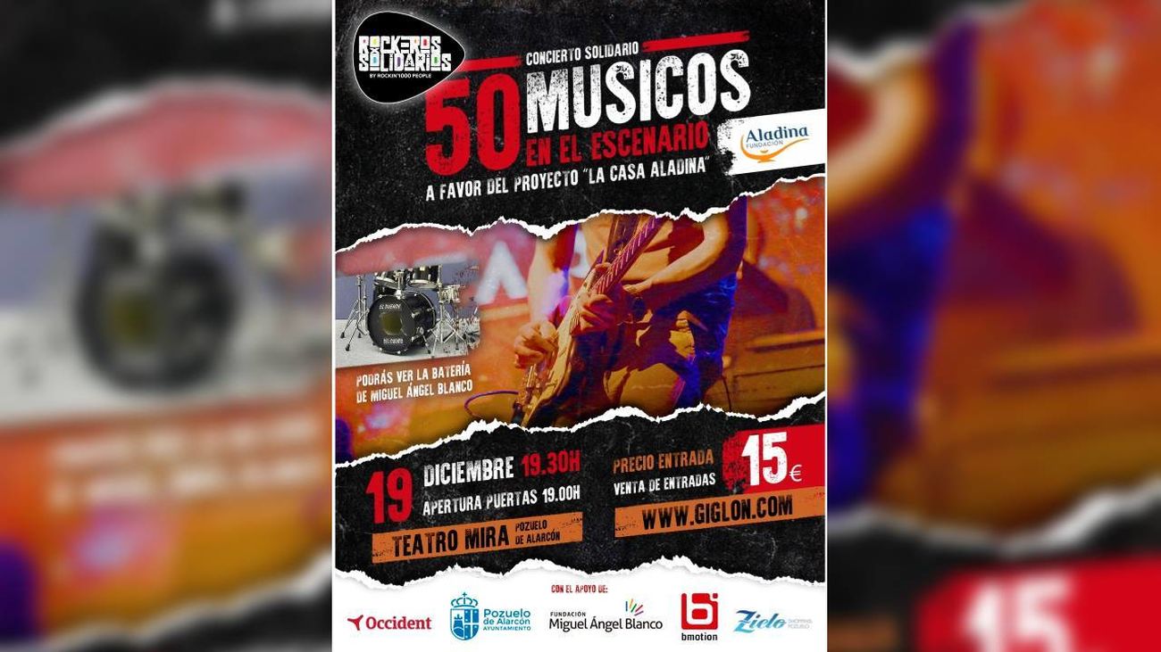 Cartel concierto solidario ‘Rockeros Solidarios’ a favor de la Fundación Aladina