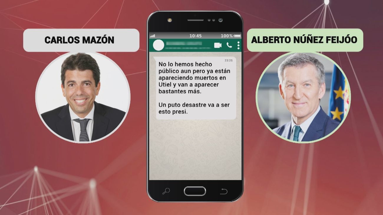 Feijóo remite a la jueza los mensajes de wasap con Mazón el día de la dana