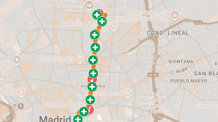 Mapa con cortes de tráfico en el recorrido de la San Silvestre Vallecana / .