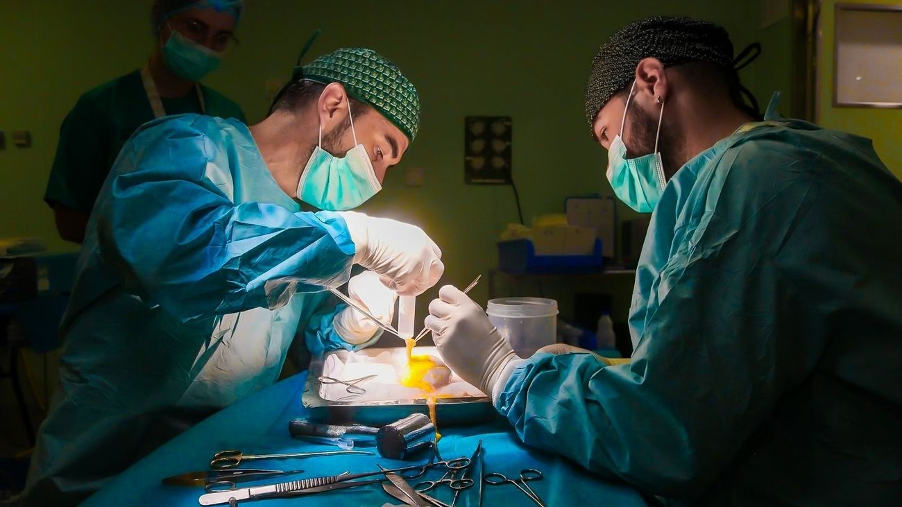 Médicos practicando un transplante