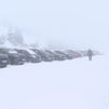Nieve en el parking de Navacerrada