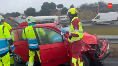 Grave accidente en la M-50 entre un turismo y un camión a la altura de Alcorcón