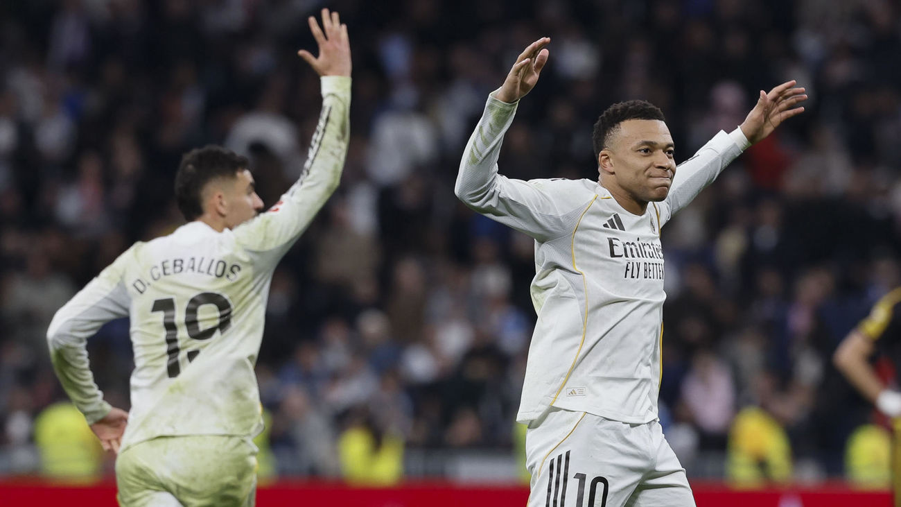 Mbappé celebra la victoria al Real Madrid ante el Rayo
