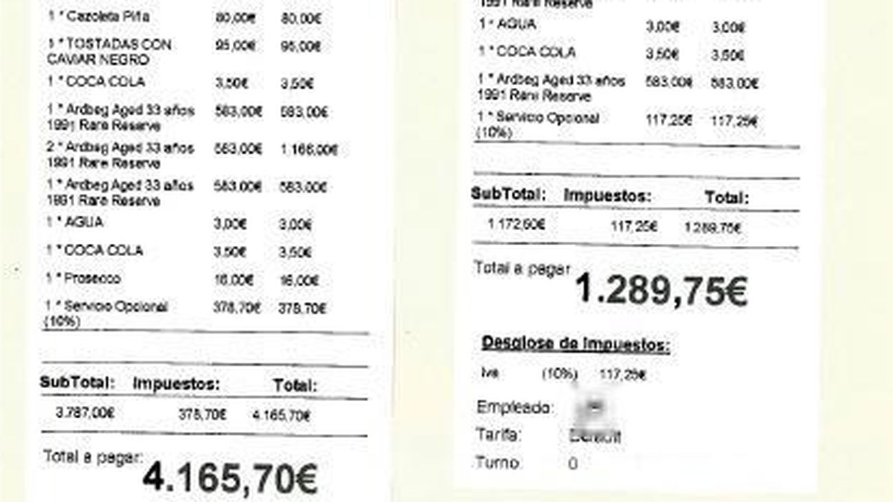 Factura empleada en una estafa a turistas extranjeros en Madrid