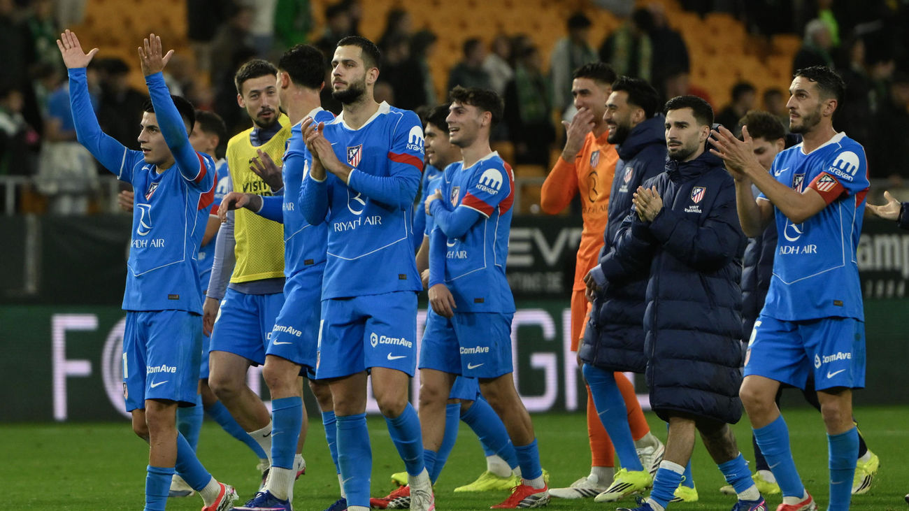 Jugadores del Atlético de Madrid tras clasificarse para semifinales de Copa del Rey