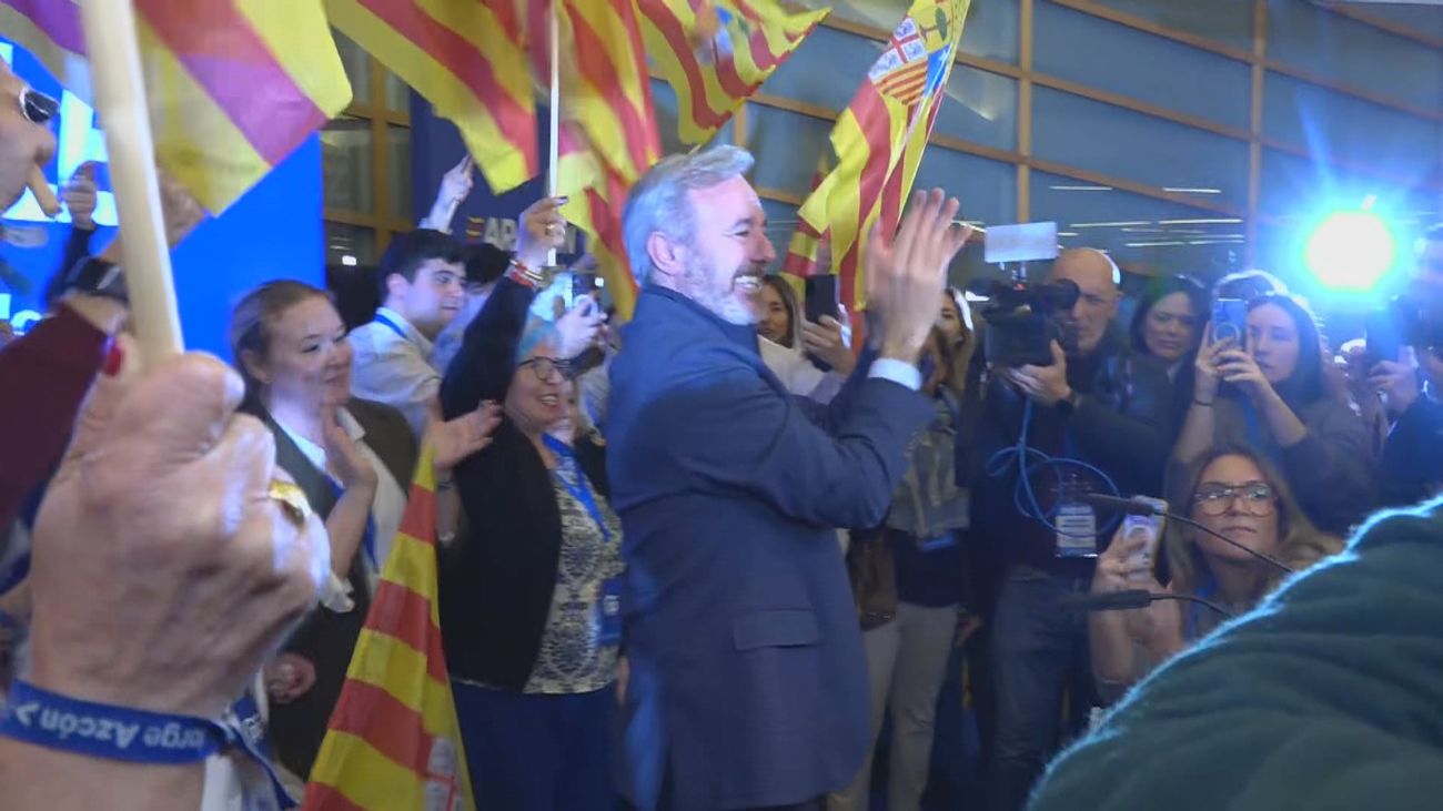Jorge Azcón celebra su victoria en las elecciones en Aragón