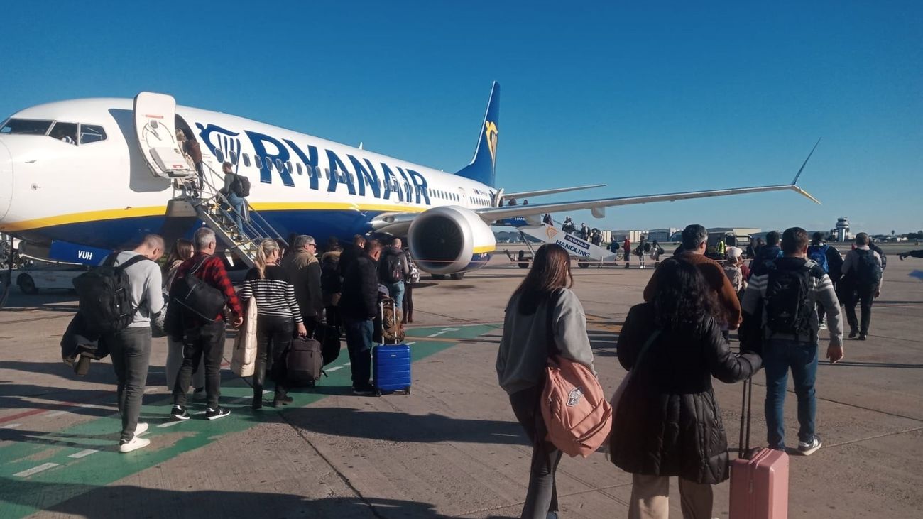 Pasajeros de un vuelo de Ryanair