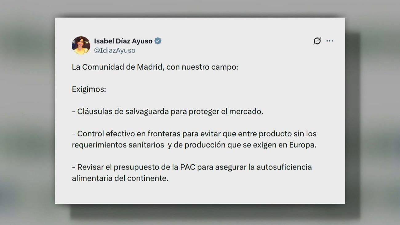 Ayuso exige revisar el presupuesto de la PAC para garantizar "autosuficiencia" y que se proteja al campo español