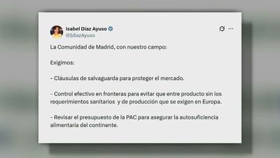 Ayuso exige revisar el presupuesto de la PAC para garantizar "autosuficiencia" y que se proteja al campo español