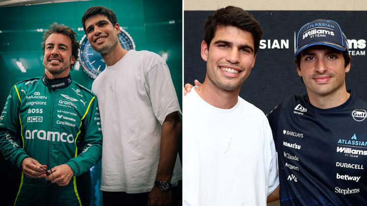 Alcaraz visita a Alonso y a Sainz antes de debutar en el torneo de Doha