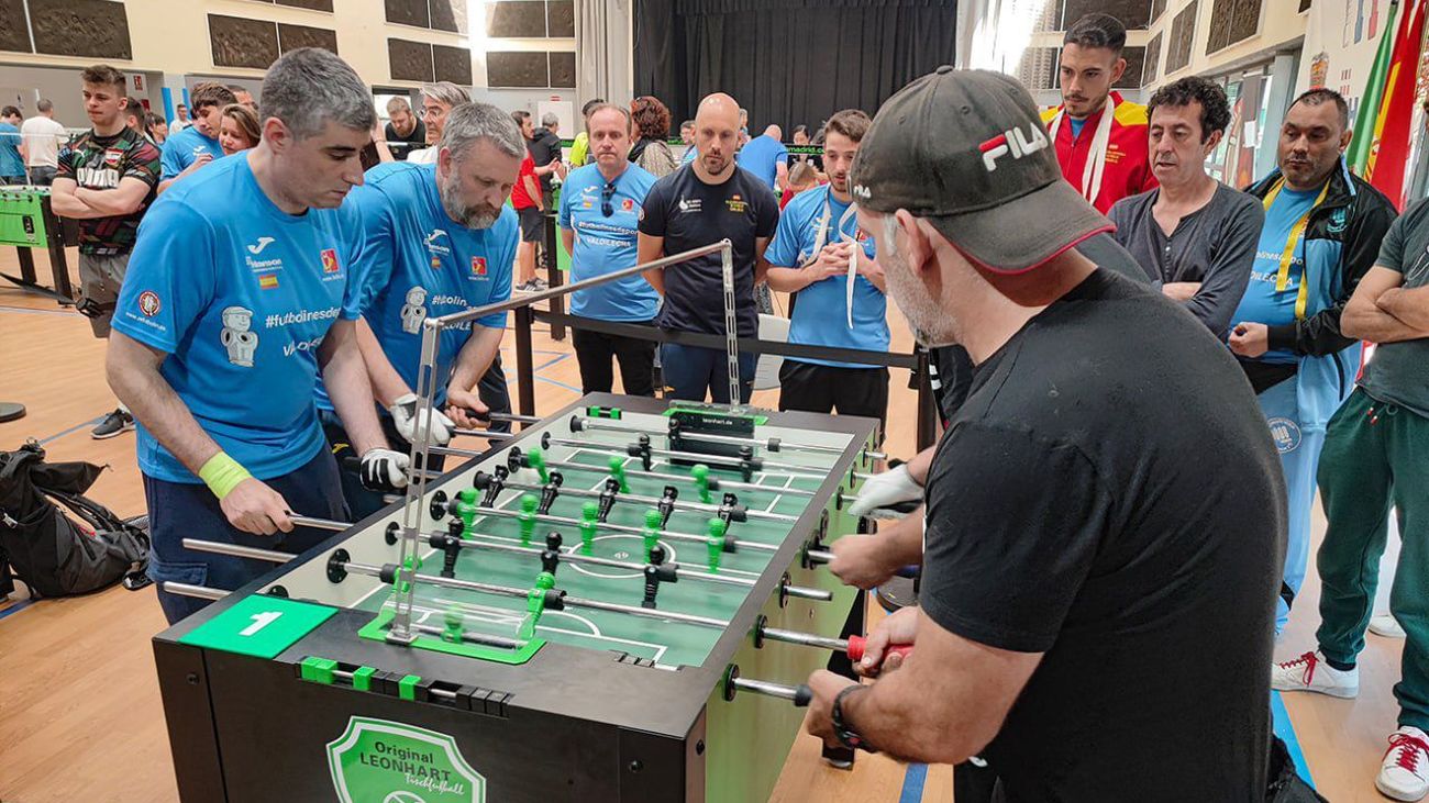 Los campeones de España de futbolín, David Gañán y Jorge Gómez, en el Open Internacional de Valdilecha