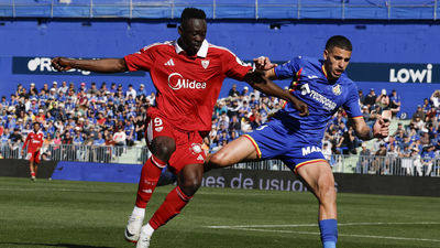 0-1. Un Getafe en inferioridad pierde ante el Sevilla