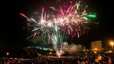 Fuegos artificiales en el parque de Pradolongo para dar la bienvenida al Año Nuevo chino