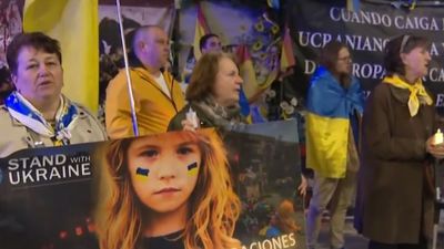 Madrid se solidariza con Ucrania en el cuarto aniversario de la invasión rusa