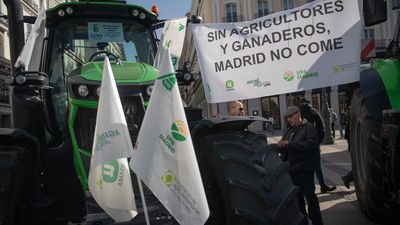 Agricultores y ganaderos madrileños se manifiestan en Sol para protestar por el acuerdo comercial UE-Mercosur
