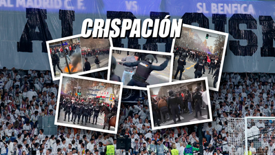 Afición del Benfica y la Policía se enfrentan antes del partido en Madrid