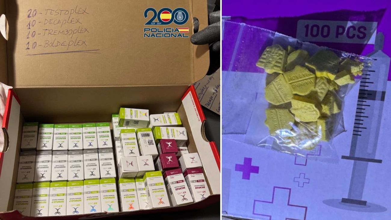 Anabolizantes y drogas incautadas en un gimansio de Alcalá de Henares