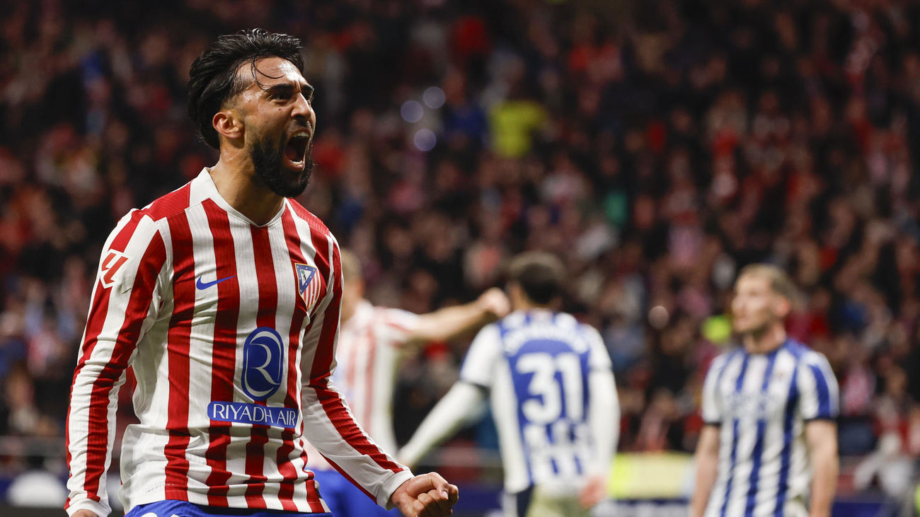 Nico González celebra un gol conseguido ante la Real Sociedad