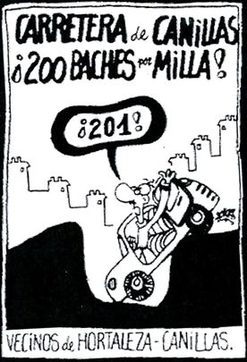 Viñeta hecha por Forges tras caer con su 600 en un bache de la carretera de Canillas / FRAVM