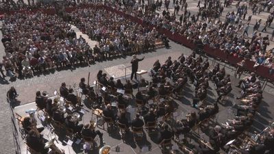 La Plaza Mayor reúne a 150 músicos de bandas procesionales de Semana Santa