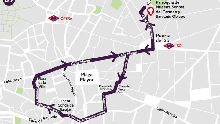 Recorrido Miércoles Santo Cristo de la Procesión de Los Gitanos / Ayuntamiento de Madrid