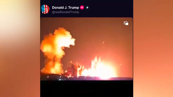 Trump comparte un vídeo de un ataque militar masivo sin detallar ubicación