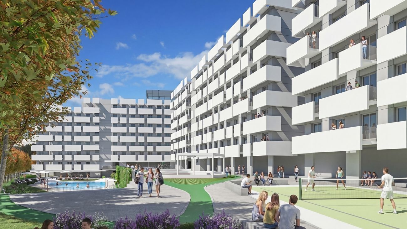 Proyecto de la futura residencia de estudiantes de Móstoles junto a la Universidad Rey Juan Carlos