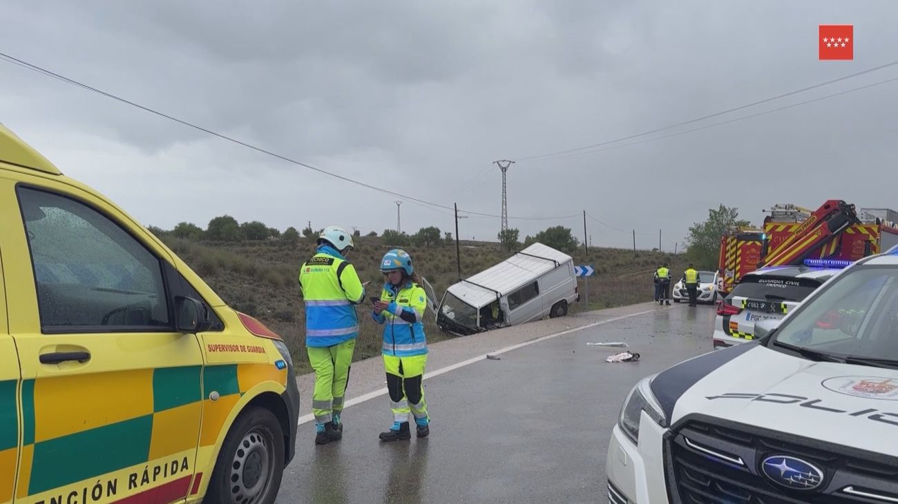 Un herido grave tras el choque frontal de dos vehículos en Morata de Tajuña
