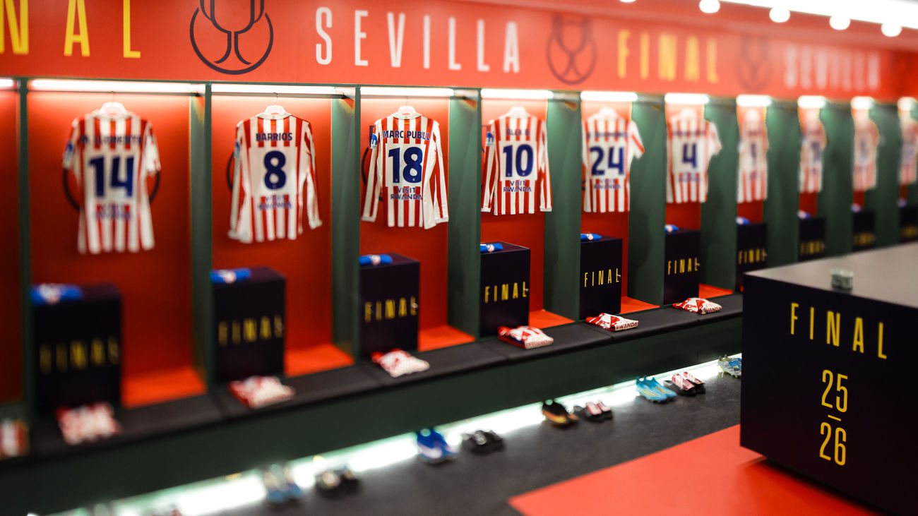 Vestuario del Atlético de Madrid en La Cartuja